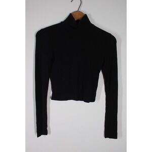 Wilfred XS Black Ribbed Turtleneck Cropped Long Sleeve Top Aritzia 79929